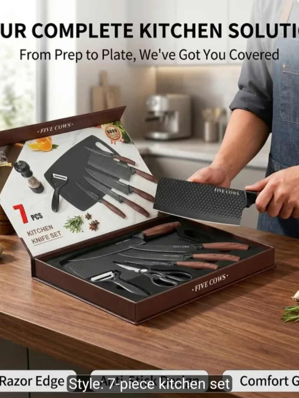 7-Piece Stainless Steel Kitchen Knife Set Chef Slicing Fruit Knives Gift Box New